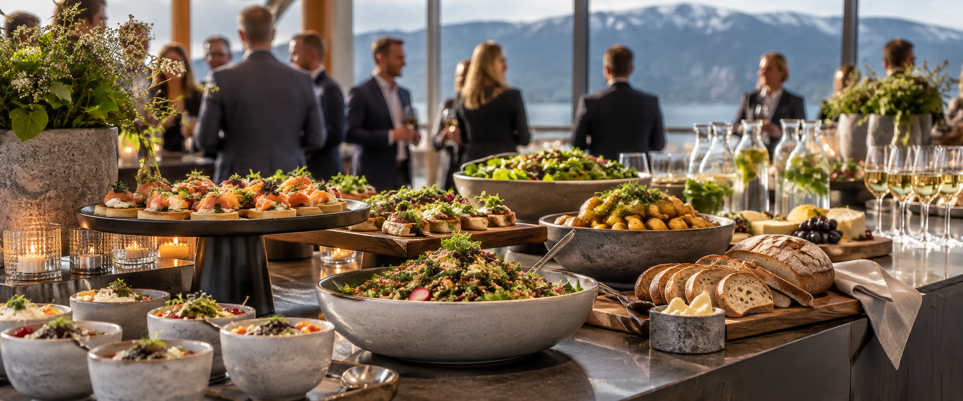 Elegant buffet til bedriftsarrangement