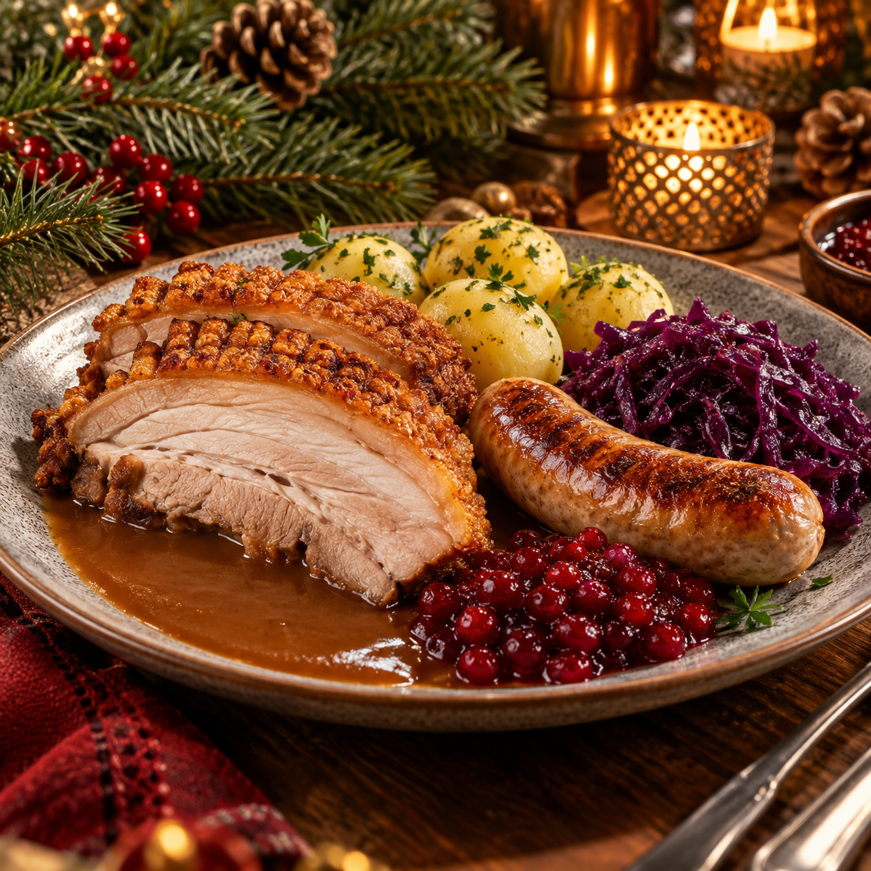 Klassisk juletallerken Klassisk juletallerken med ribbe, medisterkake og julepølse – Urban Kitchen