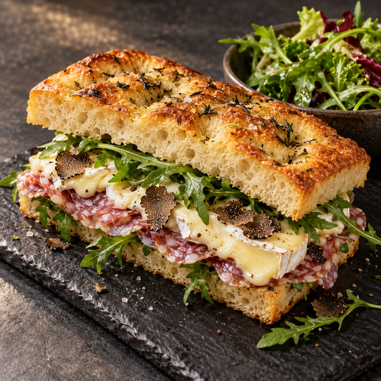 Trøffelsalami med brie og aioli
