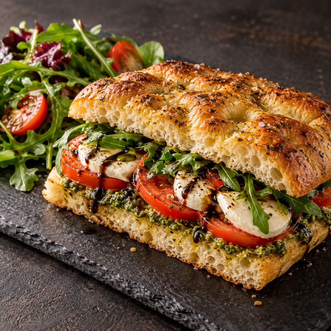Tomat, mozzarella og pesto