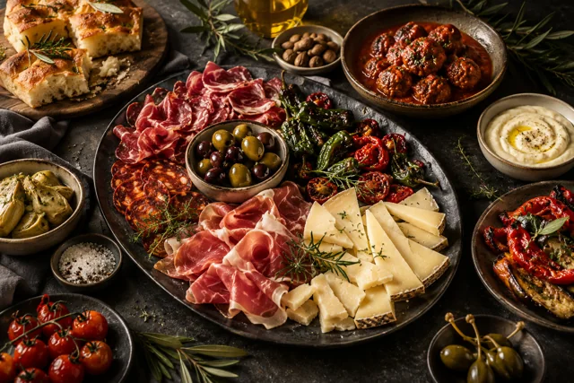 Inspirasjon til tapas med småretter, ost og spekemat