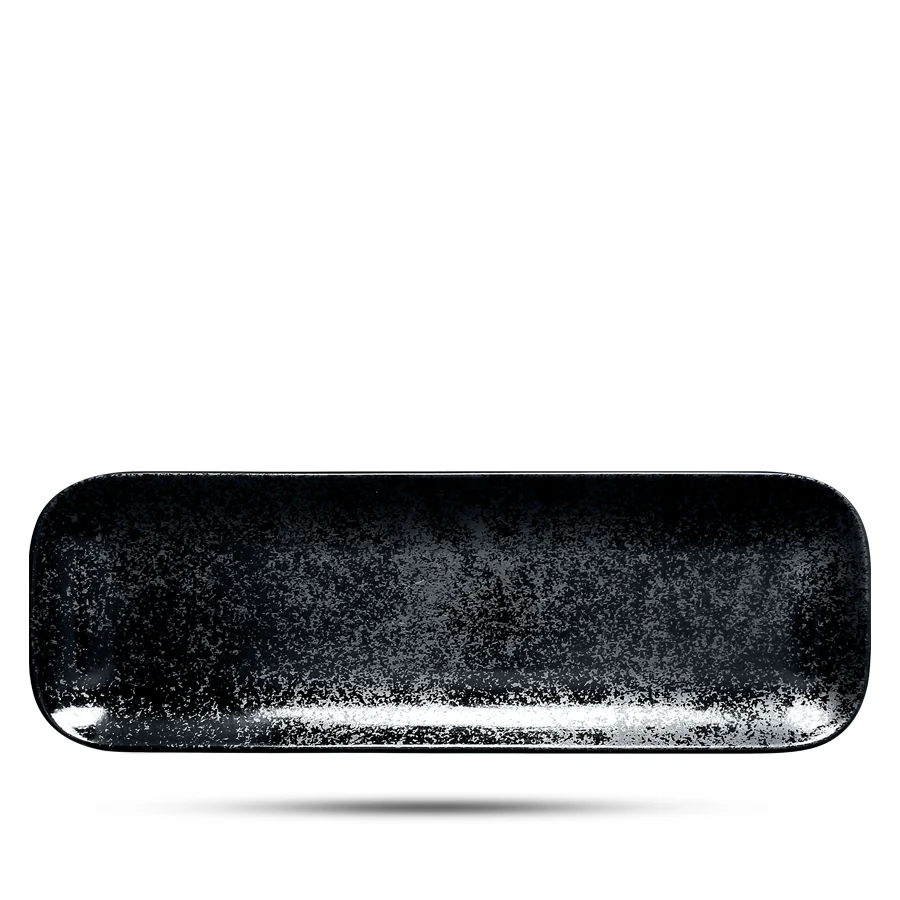 Leie cocktail- og serveringstallerken sort KARBON – 33 × 11 cm