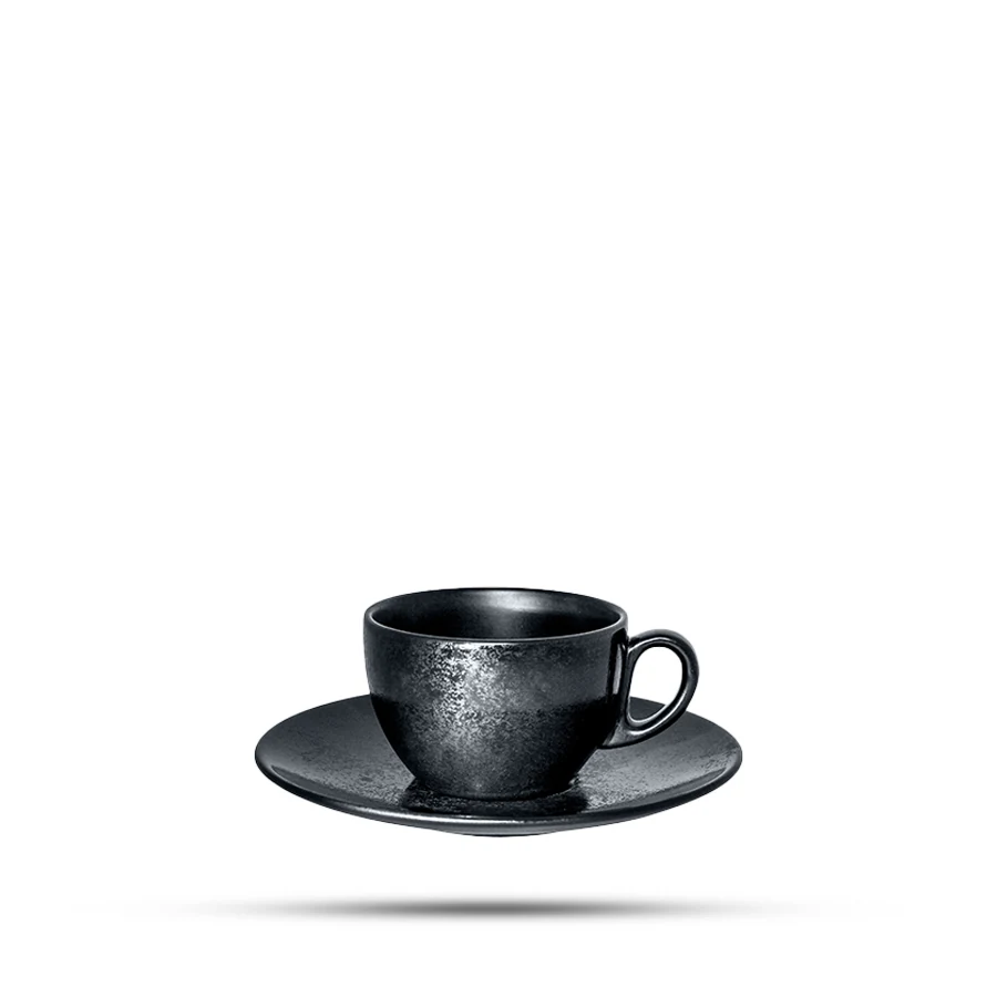 Leie kaffekopp med skål, sort KARBON – 23 cl