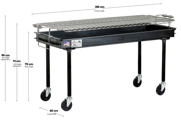 Leie kullgrill med rist – 180 × 60 cm Leie kullgrill med rist – 180 × 60 cm