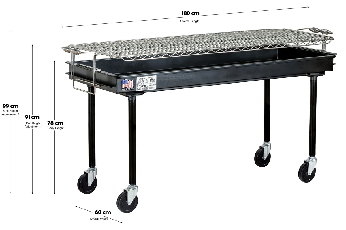 Leie kullgrill med rist – 180 × 60 cm