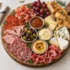 Charcuterie II med variert spekemat, skinkestek, tre oster, focaccia og dipper